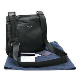Prada Nero Black Triangle Saffi Logo Bag Bandolibra Tessuto Shoulder Black